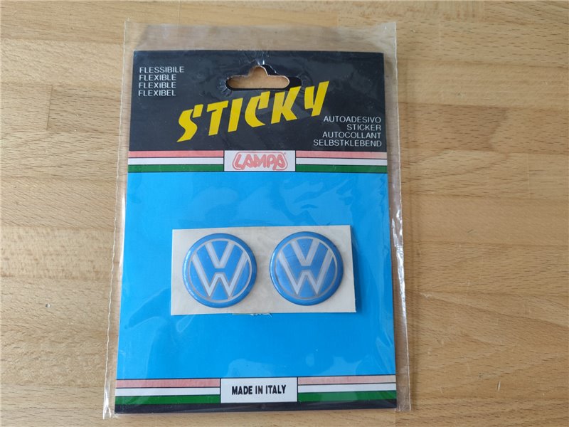 Kit 2x Adesivo 3D Rilievo Logo Coprimozzo VOLKSWAGEN 30mm Coppa Ruota Epoca