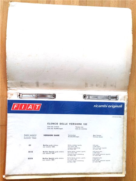 Catalogo Parti di Ricambio Carrozzeria Fiat 132 - Edizione V 1972 - 603.10.320