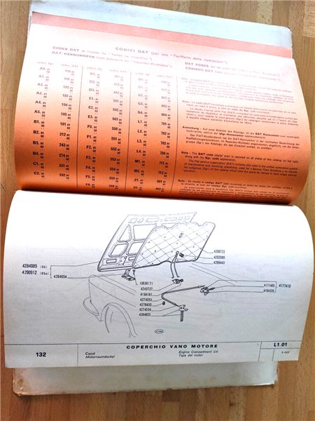 Catalogo Parti di Ricambio Carrozzeria Fiat 132 - Edizione V 1972 - 603.10.320
