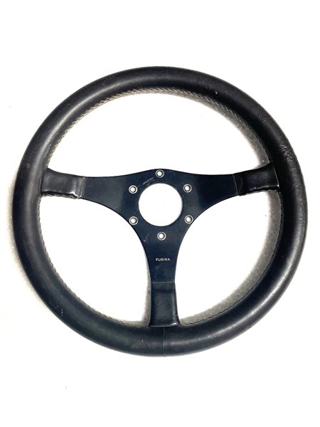 Volante original FUSINA em couro vintage - diâmetro 35 mm - usado
