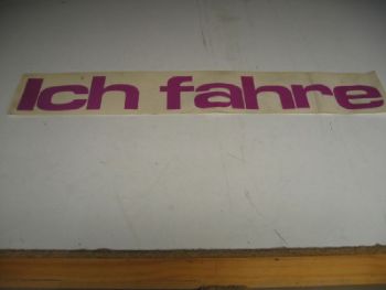 FASCIA ADESIVA PARASOLE ESTERNA CON SCRITTA ICH FAHRE